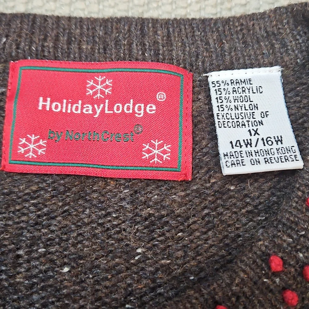 Holiday Lodge by Northcrest Women's Embroidered Cardigan 1X Leaves Fall - Picture 3 of 12